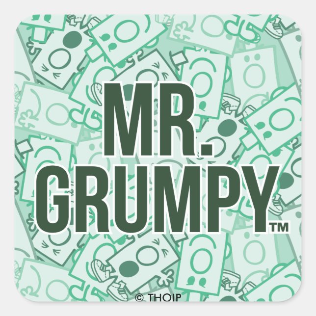Adesivo Quadrado Sr. Grumpy | Padrão do nome verde e do sensor de c (Frente)