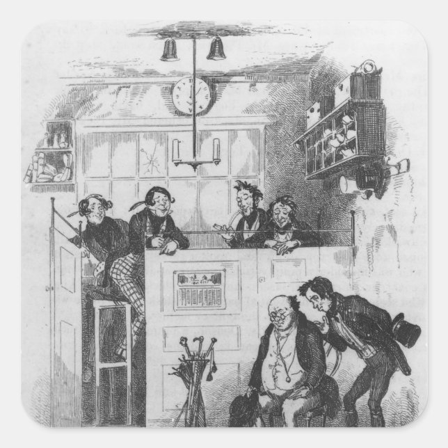 Adesivo Quadrado Sr. Pickwick e Sam no escritório do advogado (Frente)