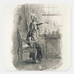 Adesivo Quadrado Sra. Betsy Trotwood, 'de Charles Dickens: Um Gossi
