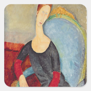 Adesivo Quadrado Sra. Hebuterne em uma Cadeira azul, 1918