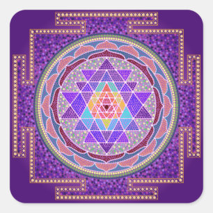 Adesivo Quadrado Sri roxo Yantra