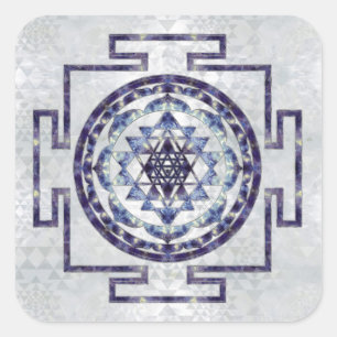 Adesivo Quadrado Sri Yantra/pedra preciosa e pérola de Sri Chakra