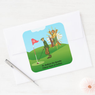 Adesivo Quadrado St. Andrew e Golfista Masculino Elegante