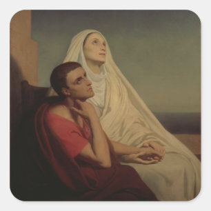 Adesivo Quadrado St Augustine e seu St. Monica da mãe, 1855