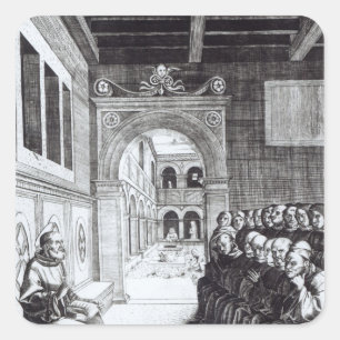 Adesivo Quadrado St. Benedict que Preaching no monastério