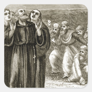 Adesivo Quadrado St. Columba que chanting, e atacado pelos Druids,