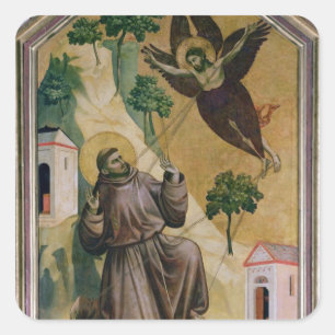 Adesivo Quadrado St Francis que recebe os Stigmata, c.1295-1300