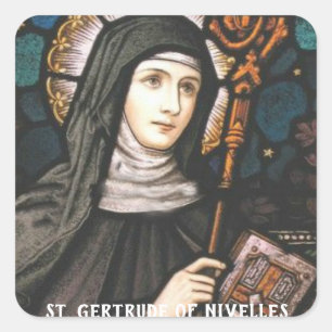 Adesivo Quadrado St. Gertrudes do santo padroeiro de Nivelles dos