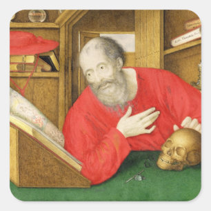 Adesivo Quadrado St Jerome em seu estudo, 1650 (bodycolour e w/c