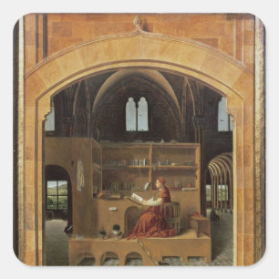 Adesivo Quadrado St Jerome em seu estudo, c.1475