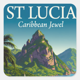 Adesivo Quadrado St Lucia Caribbean Jewel