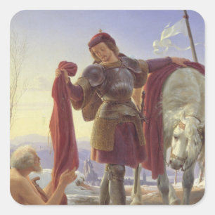 Adesivo Quadrado St Martin e o mendigo, 1836