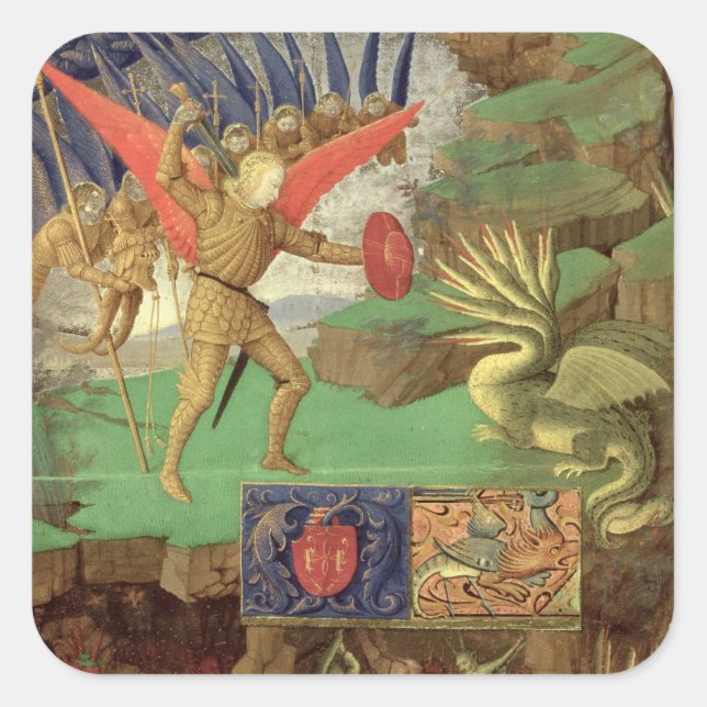 Adesivo Quadrado St Michael que massacra o dragão (Frente)