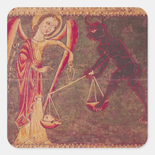 Adesivo Quadrado St Michael que pesa almas, de um altarpiece