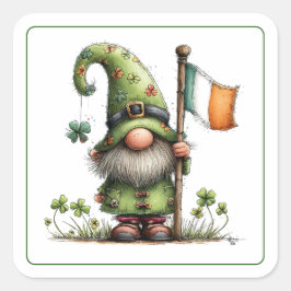Adesivo Quadrado St. Patrick’s Day Gnome