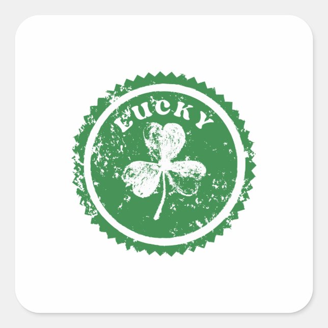Adesivo Quadrado St. Patrick's Day Lucky Clover  (Frente)