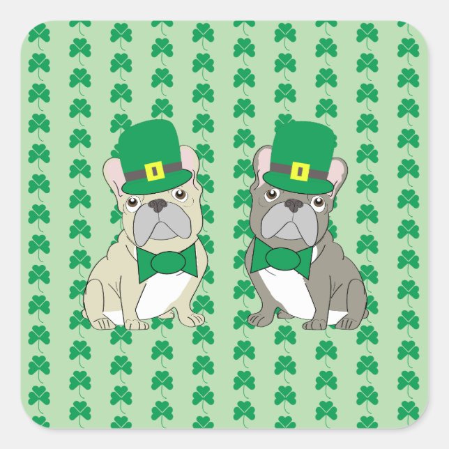 Adesivo Quadrado St. Patricks French Bulldogs (Frente)