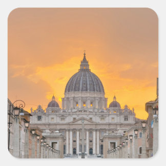 Adesivo Quadrado St. Peter's Basilica at Sunset, Vatican City