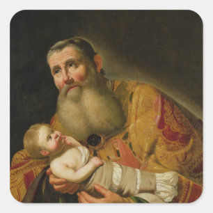 Adesivo Quadrado St. Simeon que apresenta o cristo infantil