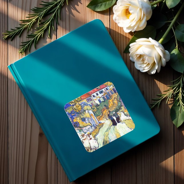 Adesivo Quadrado Stairway em Auvers por Vincent Van Gogh (Criador carregado)