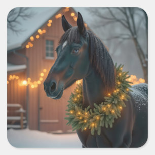 Adesivo Quadrado Stallion com coroa de Natal