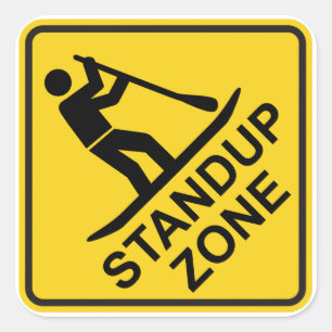 Adesivo Quadrado Standup Paddleboard Zone Road Sign