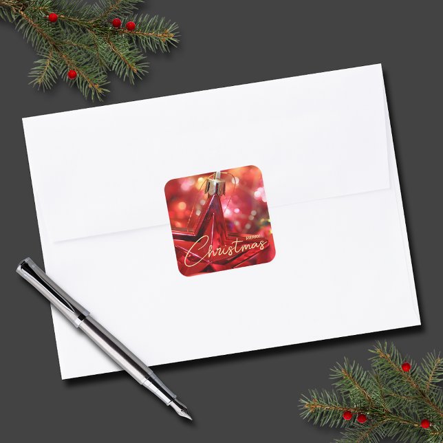 Adesivo Quadrado Star Ornament Christmas Small (Star Ornament Christmas Small 1-1/2" Square Stickers (3" also available))