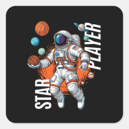Adesivo Quadrado Star Player - Space Basball Vibes Baby Bib