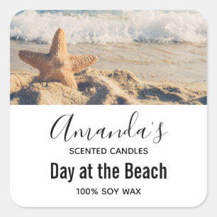 Adesivo Quadrado Starfish em uma vela de fotografia de Sandy Beach