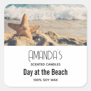 Adesivo Quadrado Starfish em uma vela de fotografia de Sandy Beach