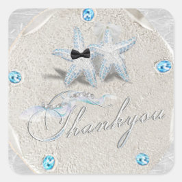 Adesivo Quadrado Starfish Sand Dollar Obrigado Sticker