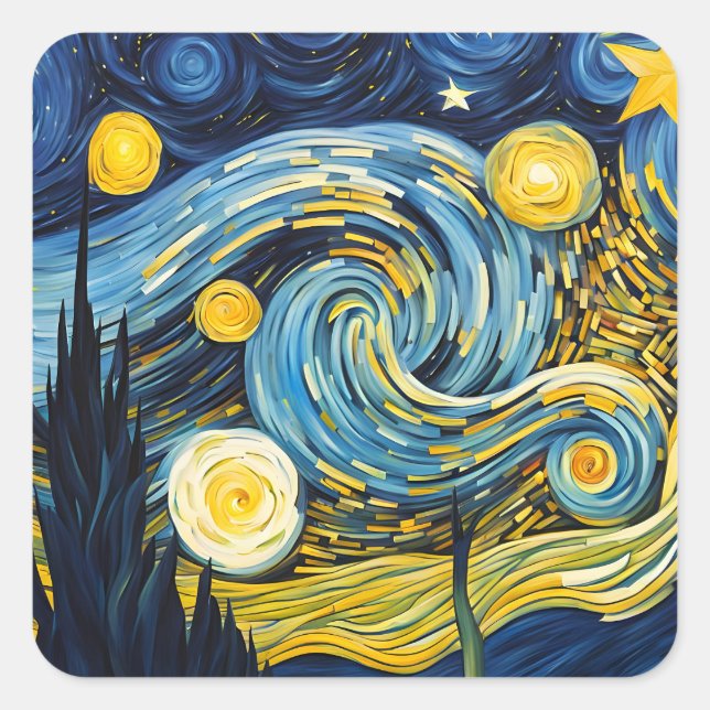 Adesivo Quadrado Starry Night (Frente)