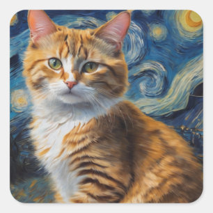 Adesivo Quadrado Starry Night Cat