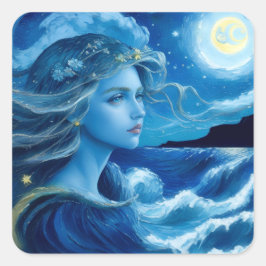 Adesivo Quadrado Starry Night 🌌 - Deusa Grega Fantasy Sticker #8