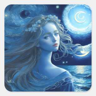 Adesivo Quadrado Starry Night 🌌 Deusa Grega Fantasy Stickers #2
