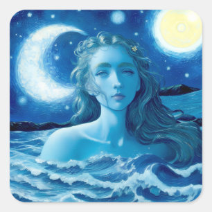 Adesivo Quadrado Starry Night 🌌 - Deusa Grega - Pinheiros Mágicos