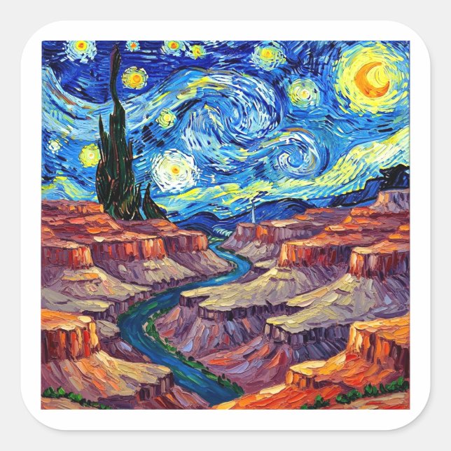 Adesivo Quadrado Starry Night Grand Canyon Arizona (Frente)