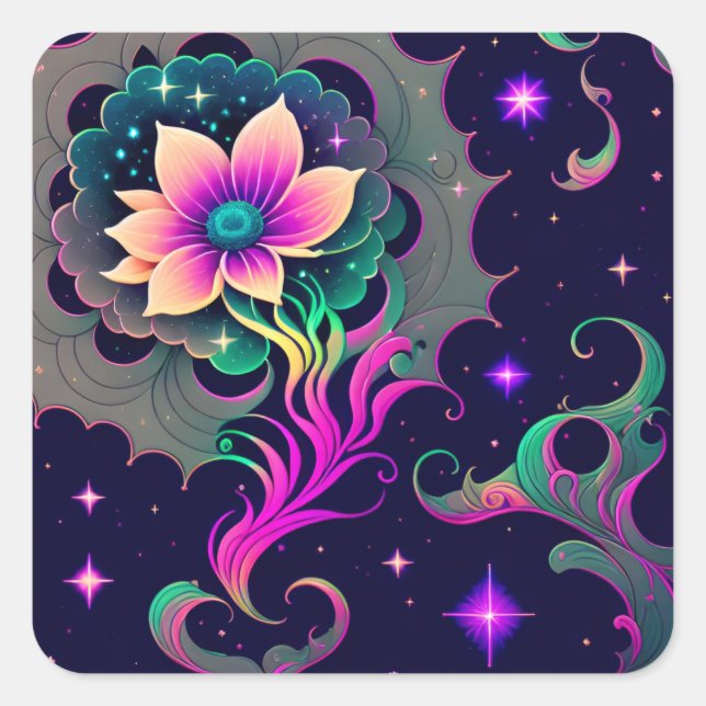 Adesivo Quadrado Starry Night Lotus Flower Sticker (Frente)