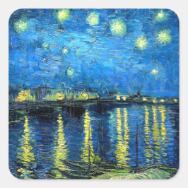 Adesivo Quadrado Starry Night Over the Rhone (1888) Van Gogh art