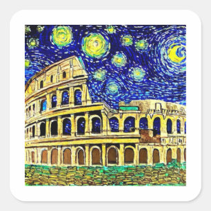 Adesivo Quadrado Starry Night Roma Itália