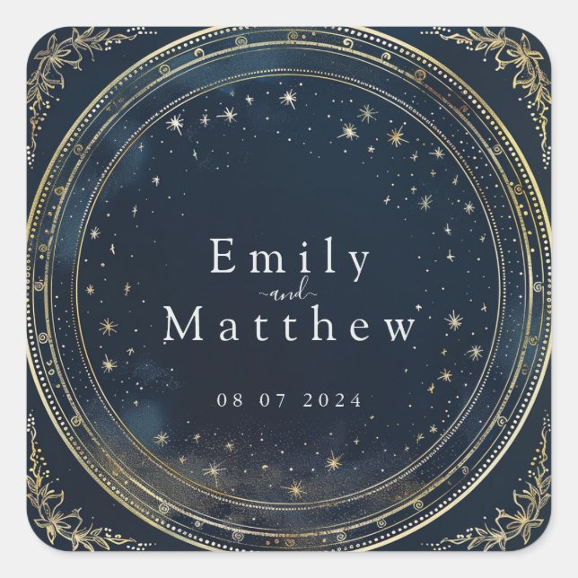 Adesivo Quadrado Starry Night Romance Wedding (Frente)