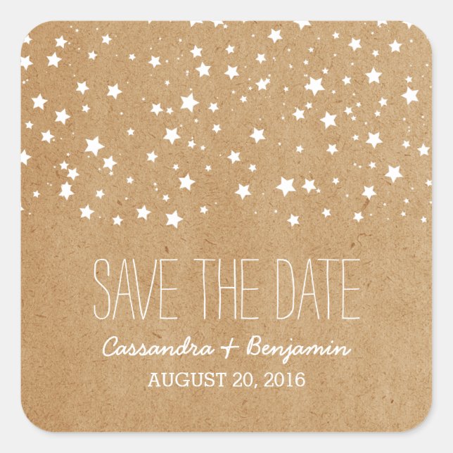 Adesivo Quadrado Starry Night Save the Date Stickers (Frente)