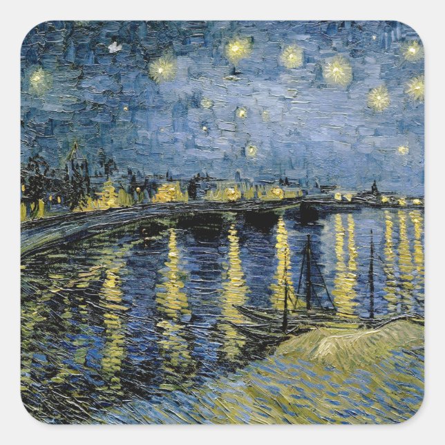 Adesivo Quadrado Starry Night Vincent van Gogh (Frente)