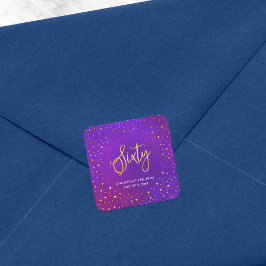 Adesivo Quadrado Starry Purple Watercolor 60º aniversário