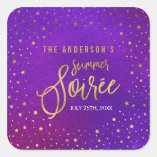 Adesivo Quadrado Starry Purple Watercolor Summer Soiree