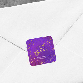 Adesivo Quadrado Starry Purple Watercolor Sweet Sessenta Aniversári