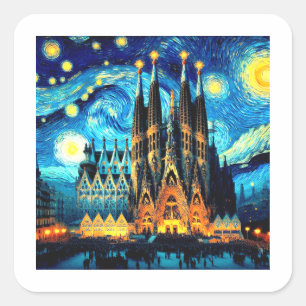 Adesivo Quadrado Starry Sagrada Familia Barcelona