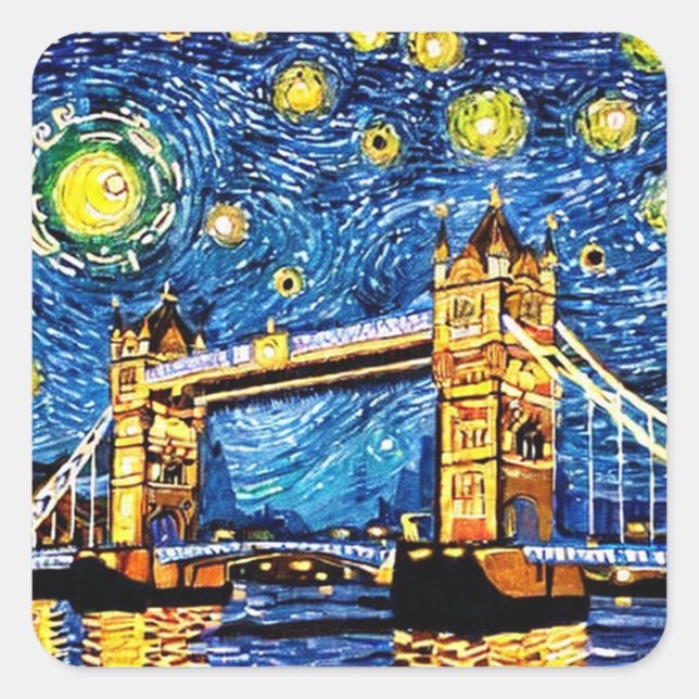 Adesivo Quadrado Starry Starry Night London Inglaterra (Frente)