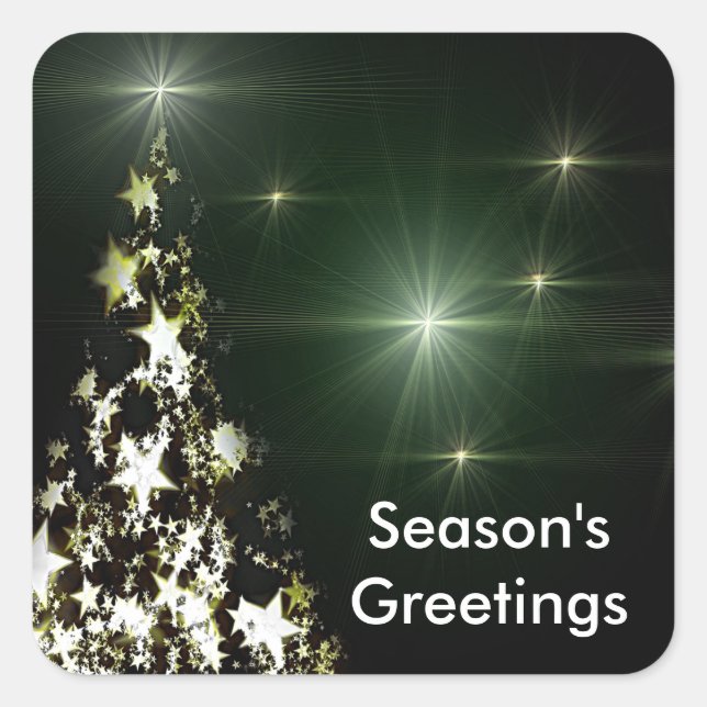 Adesivo Quadrado Stars on Christmas Tree Night Sky Stickers (Frente)