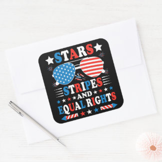 Adesivo Quadrado Stars Stripes and Equal Rights Shirt